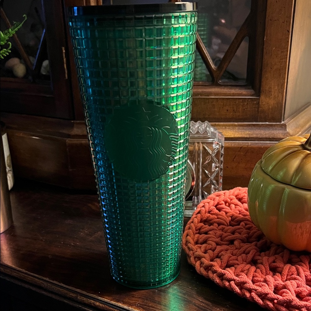 Starbucks Venti Emerald Grid Textured Tumbler 🐸🦖🌵🍀🪴